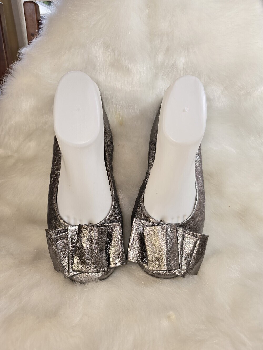 Me Too Lilyana Bronze Leather Floppy Bow Ballet Flats